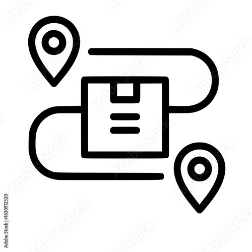 Logistics package delivery route tracking with location pins

