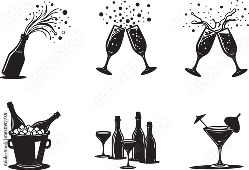 Celebrate with sparkling wine, cocktails, and ice buckets for festive occasions