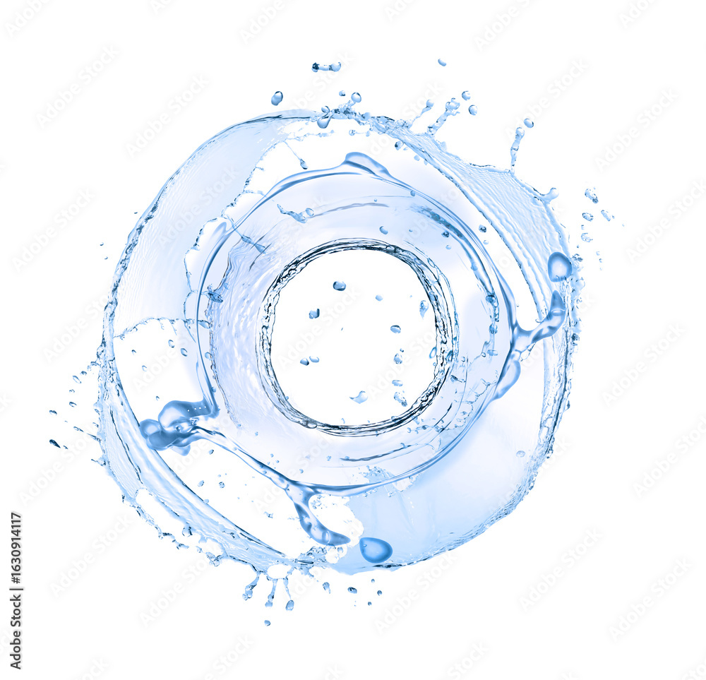 Fototapeta premium Water forming whirlpool on white background. Whirling fluid