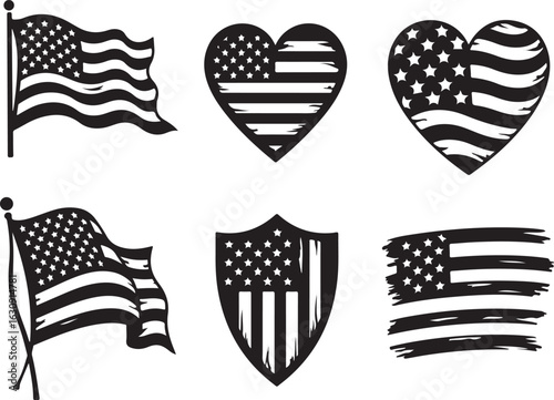 Celebrate patriotism with diverse American flag designs for design projects