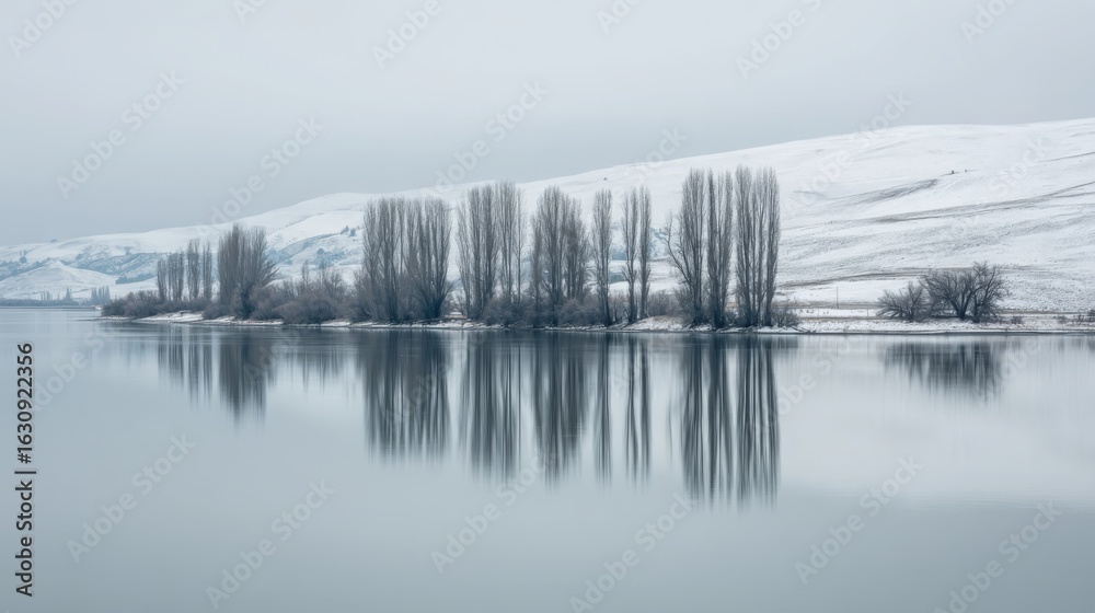 Fototapeta premium Minimalist Snow-Covered Winter Landscape