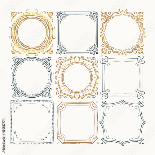 Hand drawn vintage frames