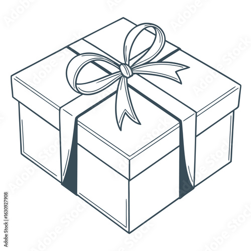 A clean and modern Christmas box with a simple knotted ribbon and a solid color, perfect for minimalist designs