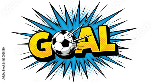 Wallpaper Mural Illustration Soccer Ball Vector Text Goal Comic Style Bright Yellow Blue Graphic Torontodigital.ca