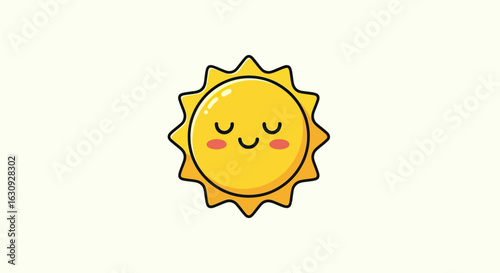 Minimalist Cute Sun Vector Illustration with Yellow Orange Colors and Smiling Face