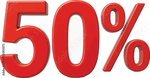 Red 50 Percent Discount Symbol