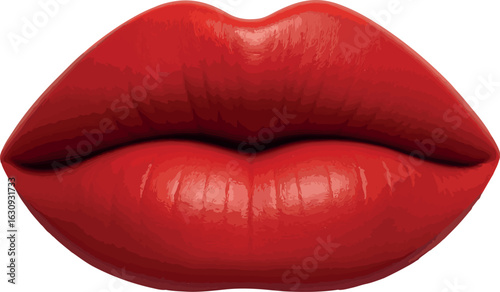 Red Lips Icon Glossy Close-up