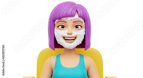 Smiling woman with shaving cream on face