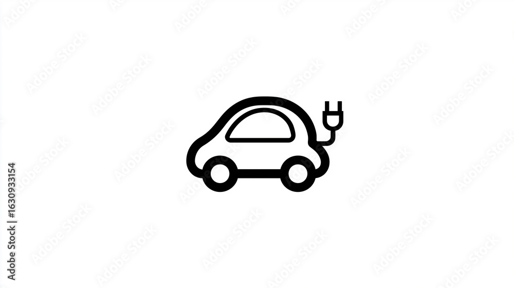 Fototapeta premium Black Line - Art Electric Car, for Transportation & Eco - Design