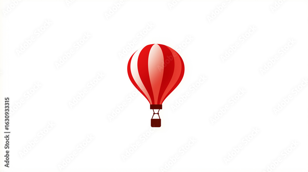 Obraz premium Red Hot Air Balloon Icon, for Travel, Adventure & Event Design