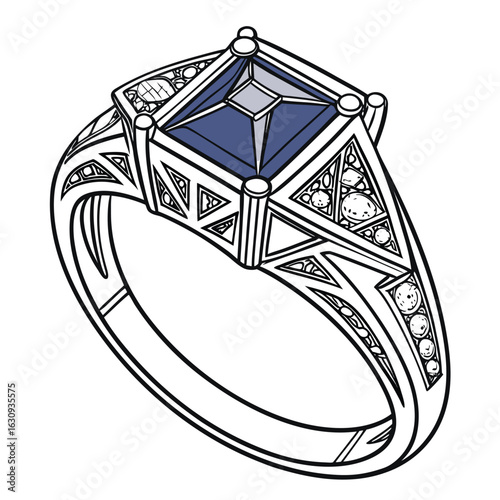 A beautiful art deco sapphire and diamond ring with a vintage platinum setting, perfect for a sophisticated look
