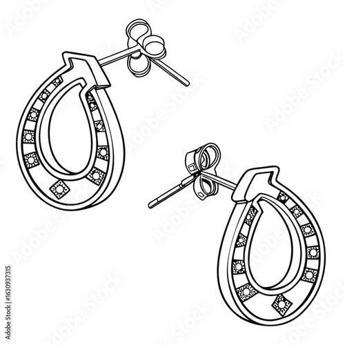 A pair of silver stud earrings with a detailed horseshoe design, perfect for a rustic and classic look