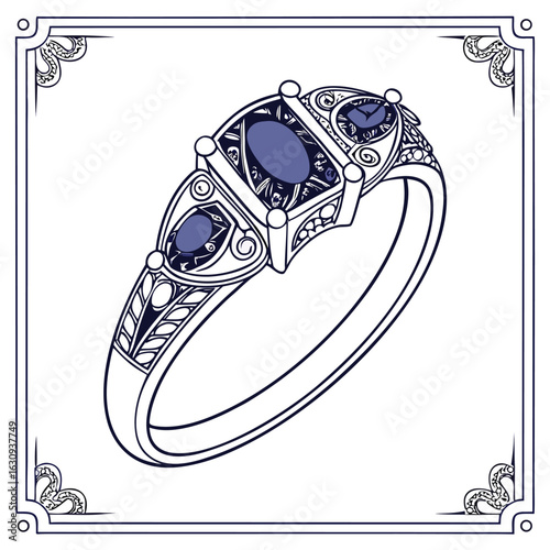 A vintage sapphire bracelet with a detailed antique silver setting, a classic and sophisticated design on a white background