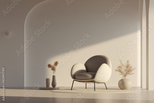 stylish minimalist interior featuring modern decor items like vases chairs and lamps