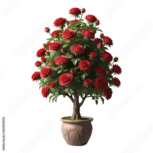 Elegant Topiary Red Rose Bush in Decorative Pot - A Timeless Classic for Home Decor and Landscaping Ideas