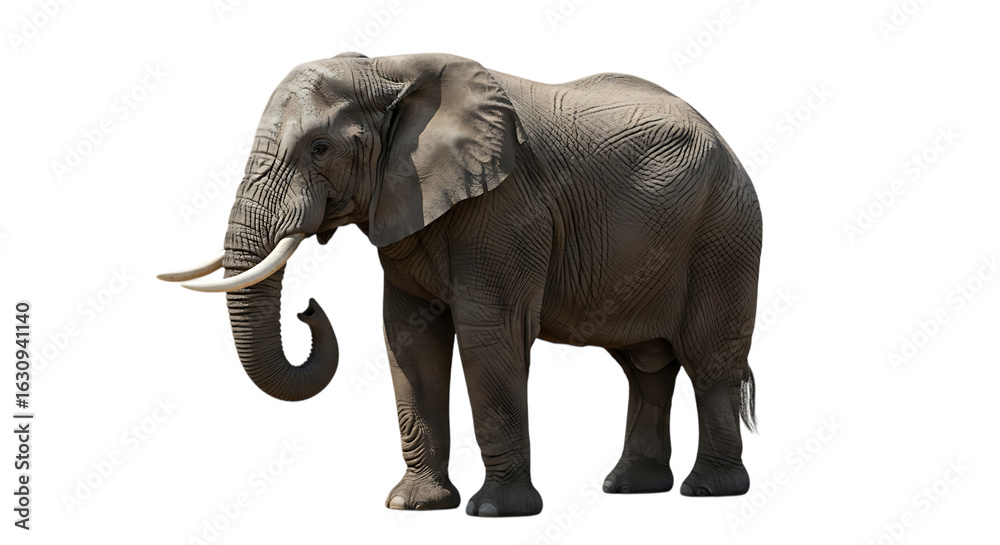 Fototapeta premium Majestic African Elephant Isolated on Transparent Background Majestic Wildlife Creature Representing Strength and Wisdom