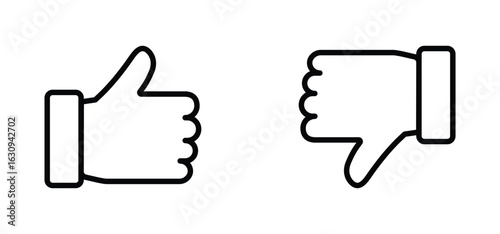 Thumbs up and thumbs down icon Set. Like and dislike icon vector	