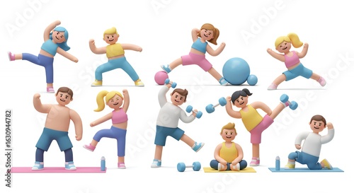 Diverse people exercising illustration