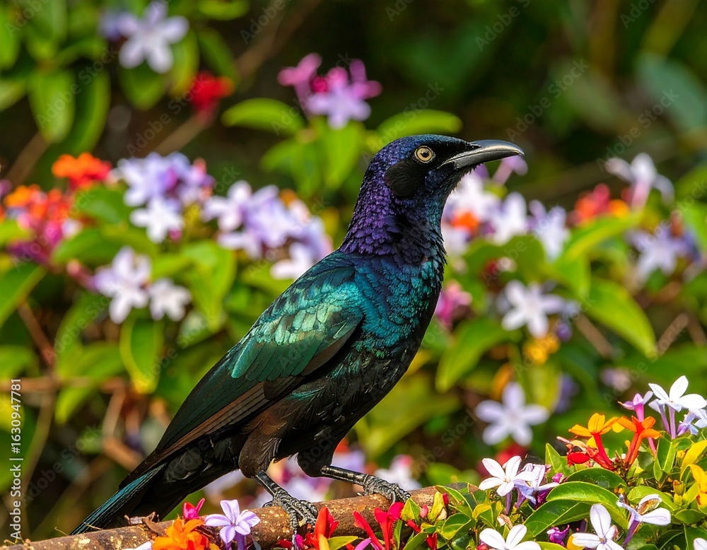 Obraz premium Bird in vibrant floral setting