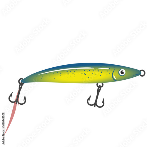 Yellow and Blue Minnow Fishing Lure