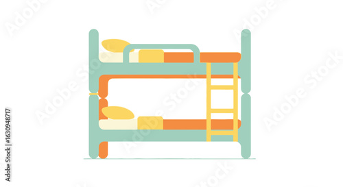 Colorful Bunk Bed - Flat Minimalist Vector Illustration
