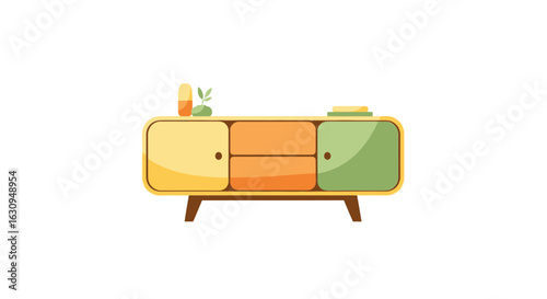 Modern Colorful Sideboard Vector Illustration
