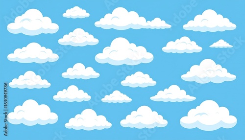 Cartoon clouds against a light blue background (1)