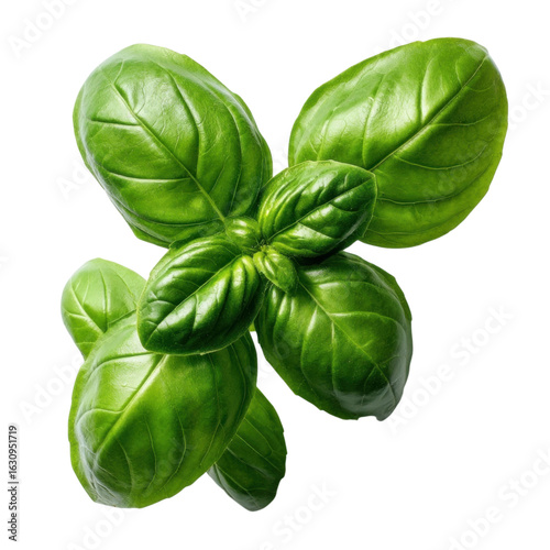Fresh Green Basil Leaves Isolated on White Background for Cooking