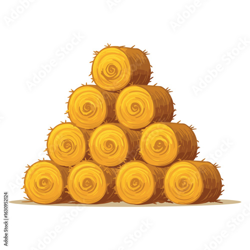 Stack of hay bales pyramid. Vector illustration