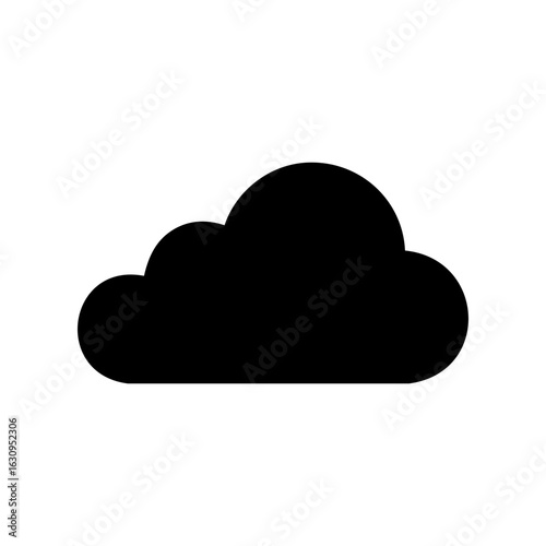 Simple black cloud icon in minimal style. Perfect for weather apps, cloud storage symbols, or digital interface design