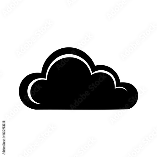 Simple black cloud icon in minimal style. Perfect for weather apps, cloud storage symbols, or digital interface design