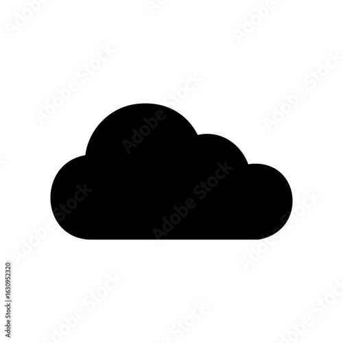 Simple black cloud icon in minimal style. Perfect for weather apps, cloud storage symbols, or digital interface design