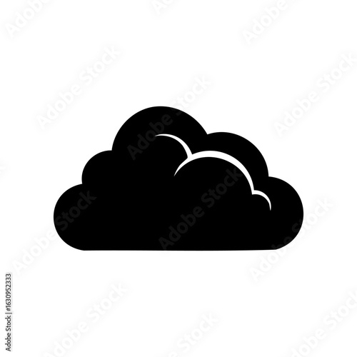 Simple black cloud icon in minimal style. Perfect for weather apps, cloud storage symbols, or digital interface design