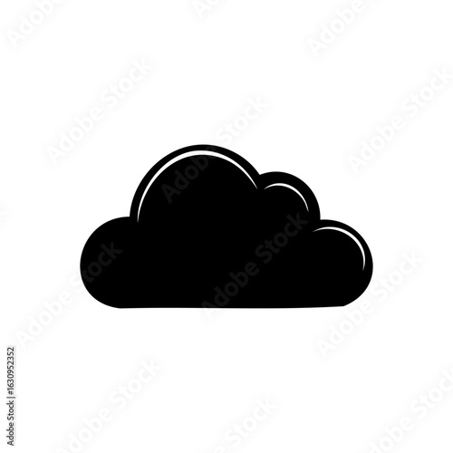 Simple black cloud icon in minimal style. Perfect for weather apps, cloud storage symbols, or digital interface design