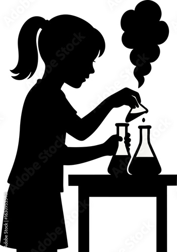 Silhouette of Girl Doing Science Experiment – Chemistry STEM for Kids