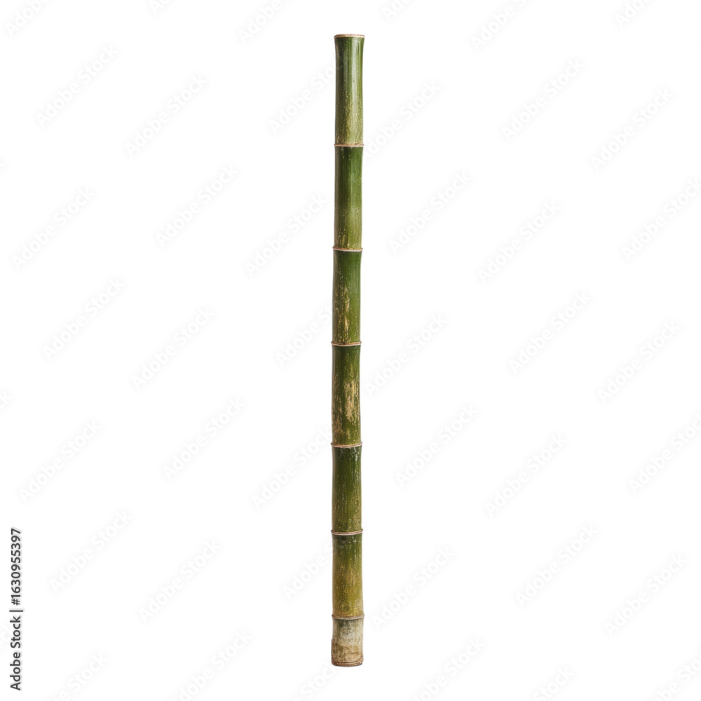 Fototapeta premium Tall Green Bamboo Stem Isolated on White Background for Design