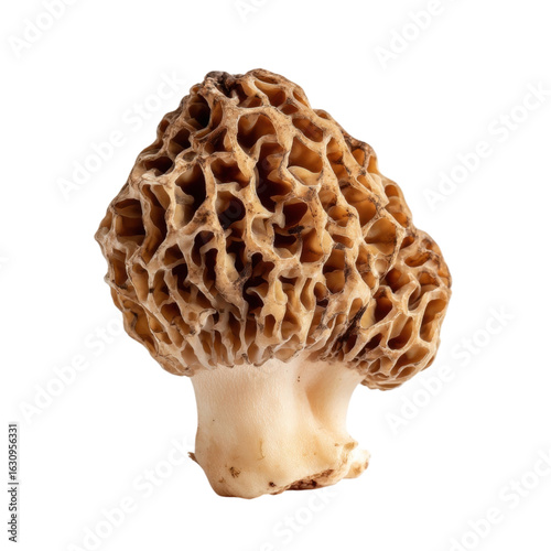 Mysterious Morel Mushroom with Intricate Honeycomb Texture