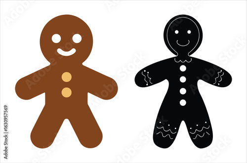 Cute christmas gingerbread man in flat style isolated on white background. Christmas cookies, Vector illustration
