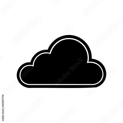 Bold silhouette cloud icon, ideal for UI/UX, tech illustrations, or modern weather forecast elements