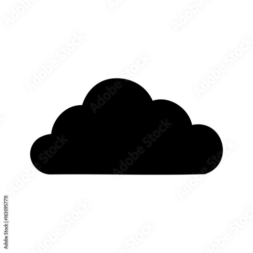Bold silhouette cloud icon, ideal for UI/UX, tech illustrations, or modern weather forecast elements