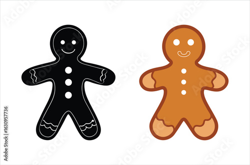Cute christmas gingerbread man in flat style isolated on white background. Christmas cookies, Vector illustration
