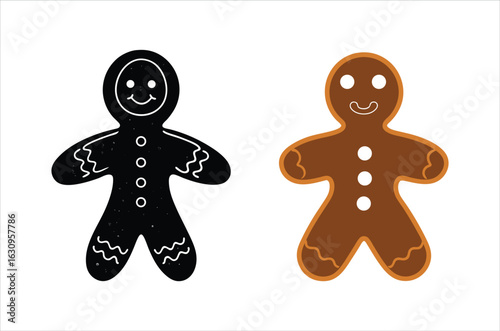 Cute christmas gingerbread man in flat style isolated on white background. Christmas cookies, Vector illustration