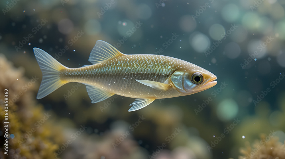 Naklejka premium Swimming juvenile Alewife herring fish