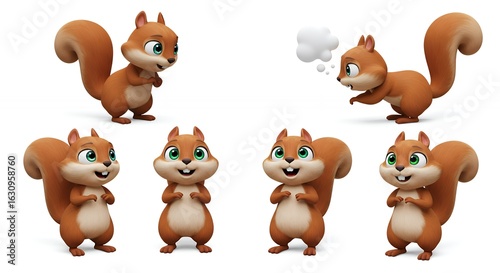 Animated squirrels various poses