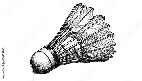 Hand-drawn badminton shuttlecock