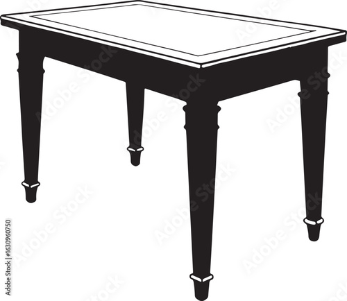 Vintage Wooden. Vintage Wooden Table Black and White Vector Art