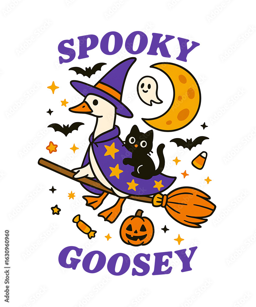 Fototapeta premium Spooky Goosey Halloween PNG T shirt