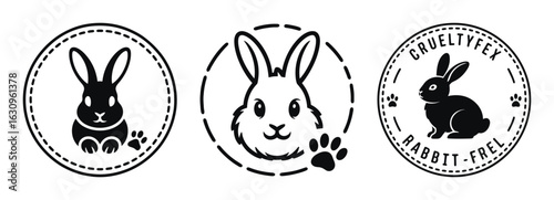 Cruelty free bunny stamp icons for cosmetics and products