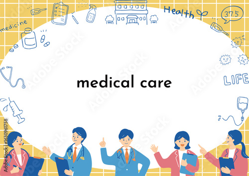 医療従事者と手描きイラスト
