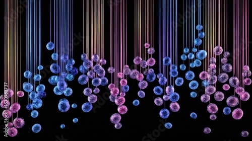 sequence depicting staggered chromosome arrangement and rainbow spindle fiber elongation during mitosis stage.